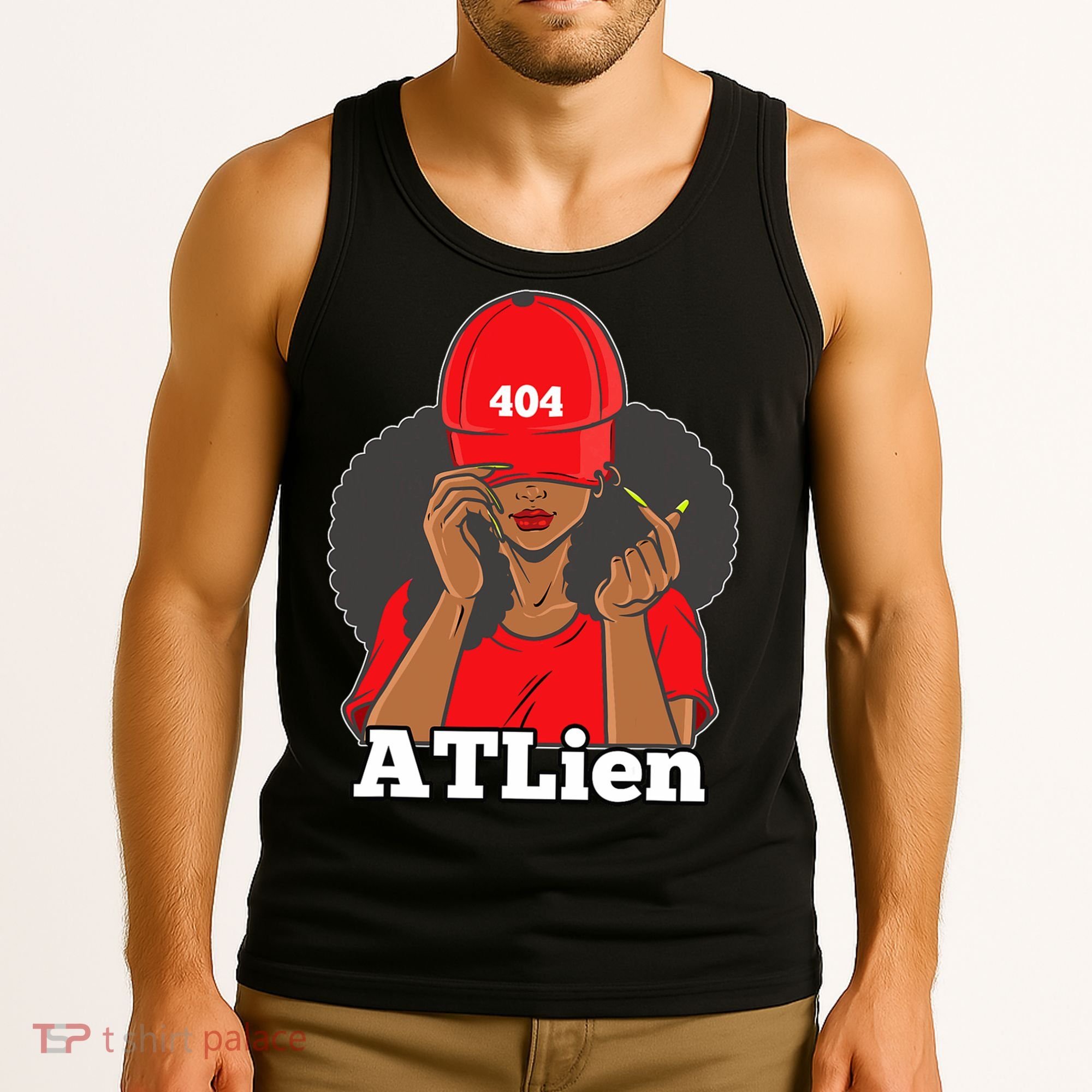 404 Atlien Atlanta Atl Area Code Black Woman Afro Tank Top