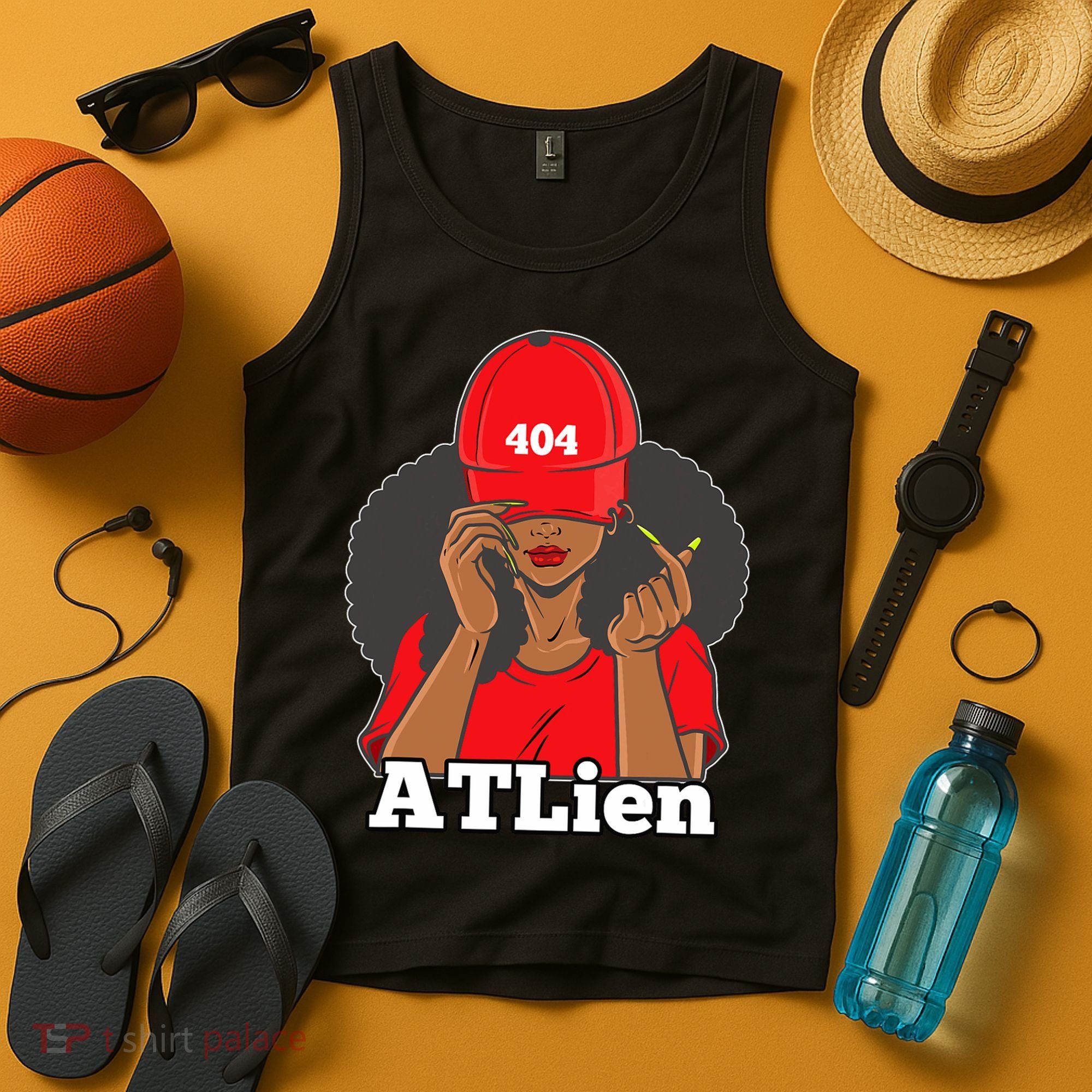 404 Atlien Atlanta Atl Area Code Black Woman Afro Tank Top