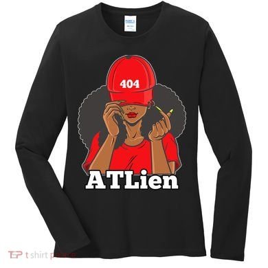 404 Atlien Atlanta Atl Area Code Black Woman Afro Women's Long Sleeve Shirt