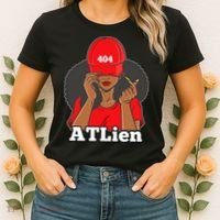 404 Atlien Atlanta Atl Area Code Black Woman Afro Women's T-Shirt thumb 2
