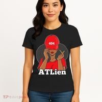 404 Atlien Atlanta Atl Area Code Black Woman Afro Women's T-Shirt thumb 4