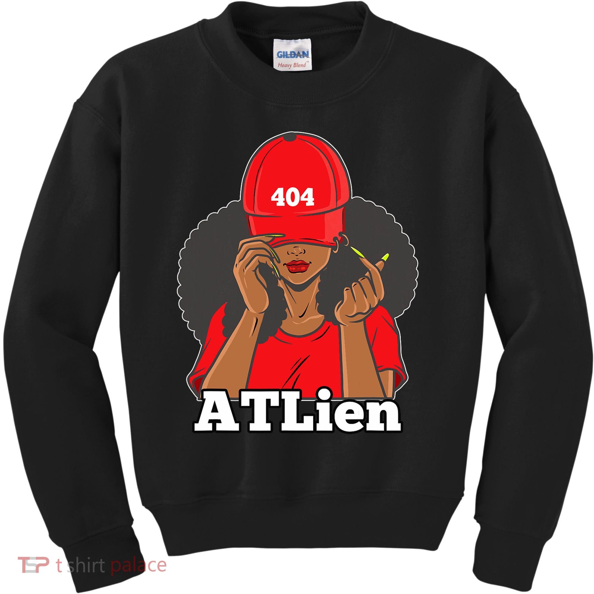404 Atlien Atlanta Atl Area Code Black Woman Afro Kids Sweatshirt