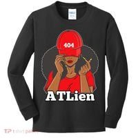 404 Atlien Atlanta Atl Area Code Black Woman Afro Kids Long Sleeve Shirt thumb 0