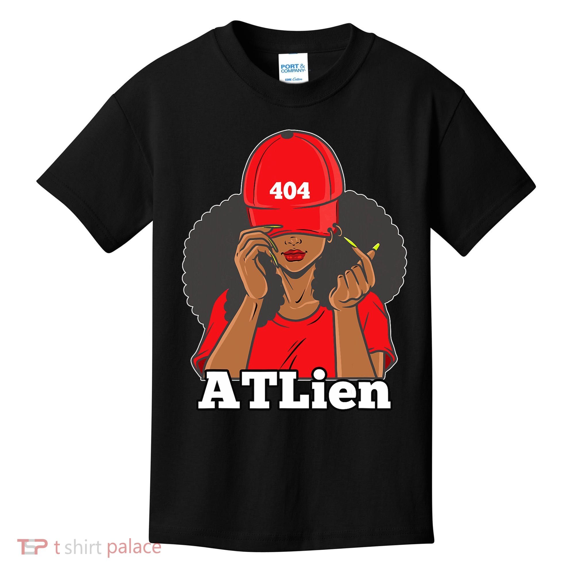 404 Atlien Atlanta Atl Area Code Black Woman Afro Kids T-Shirt