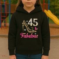 45 And Fabulous Funny 45th Birthday Cute Gift Beautiful Fun Kids Hoodie thumb 3