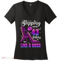 43 And Fabulous High Heels Stepping Into My 43Rd Birthday Women's V-Neck T-Shirt thumb 0