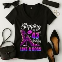 43 And Fabulous High Heels Stepping Into My 43Rd Birthday Women's V-Neck T-Shirt thumb 2
