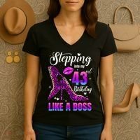 43 And Fabulous High Heels Stepping Into My 43Rd Birthday Women's V-Neck T-Shirt thumb 3