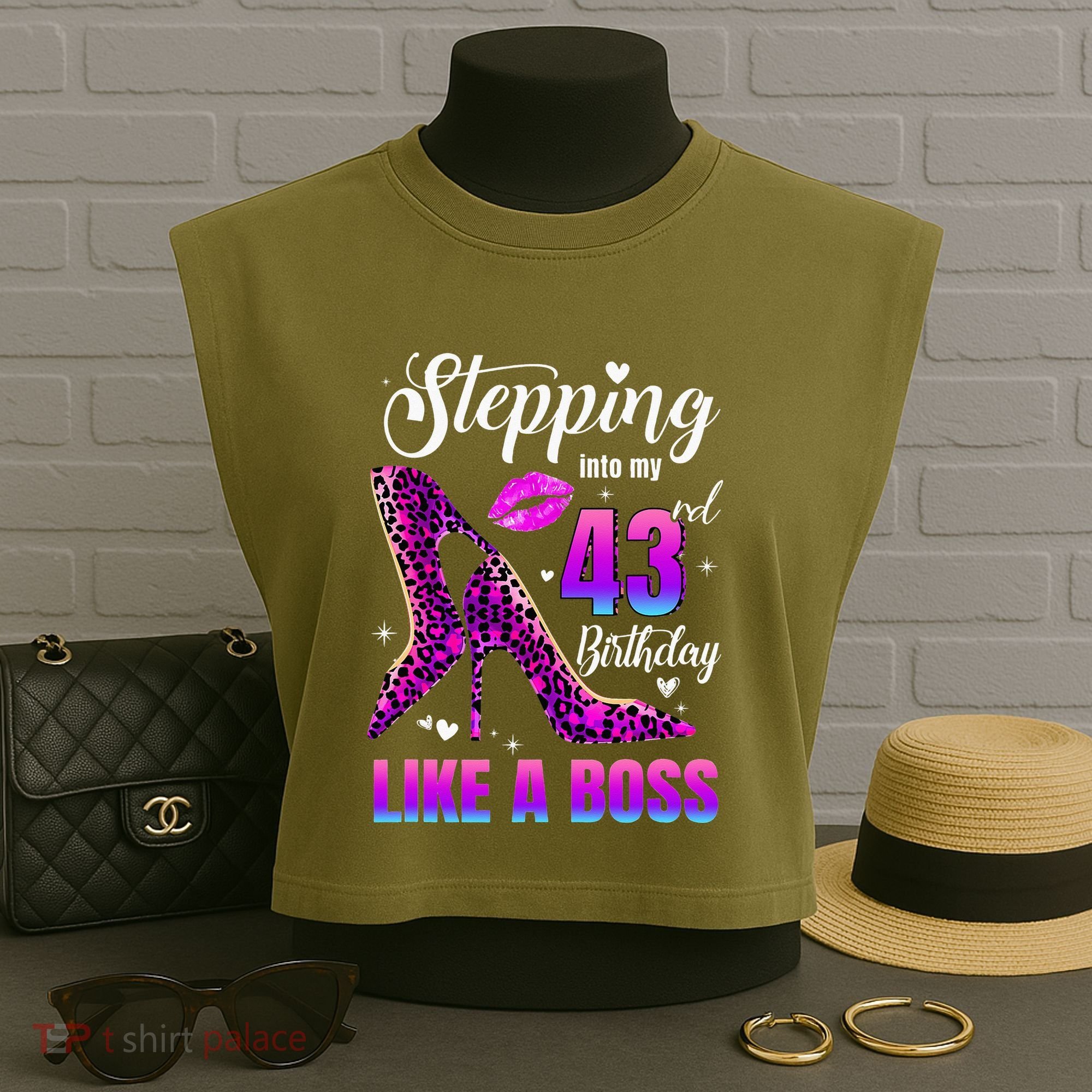 43 And Fabulous High Heels Stepping Into My 43Rd Birthday Garment-Dyed Women's Muscle Tee