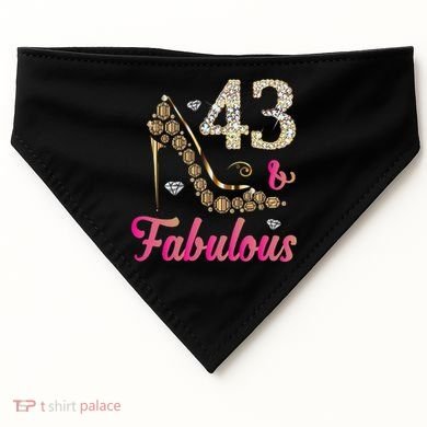 43 And Fabulous Funny 43th Birthday Cute Gift Beautiful Fun USA-Made Doggie Bandana