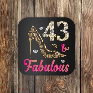 43 And Fabulous Funny 43th Birthday Cute Gift Beautiful Fun Coaster