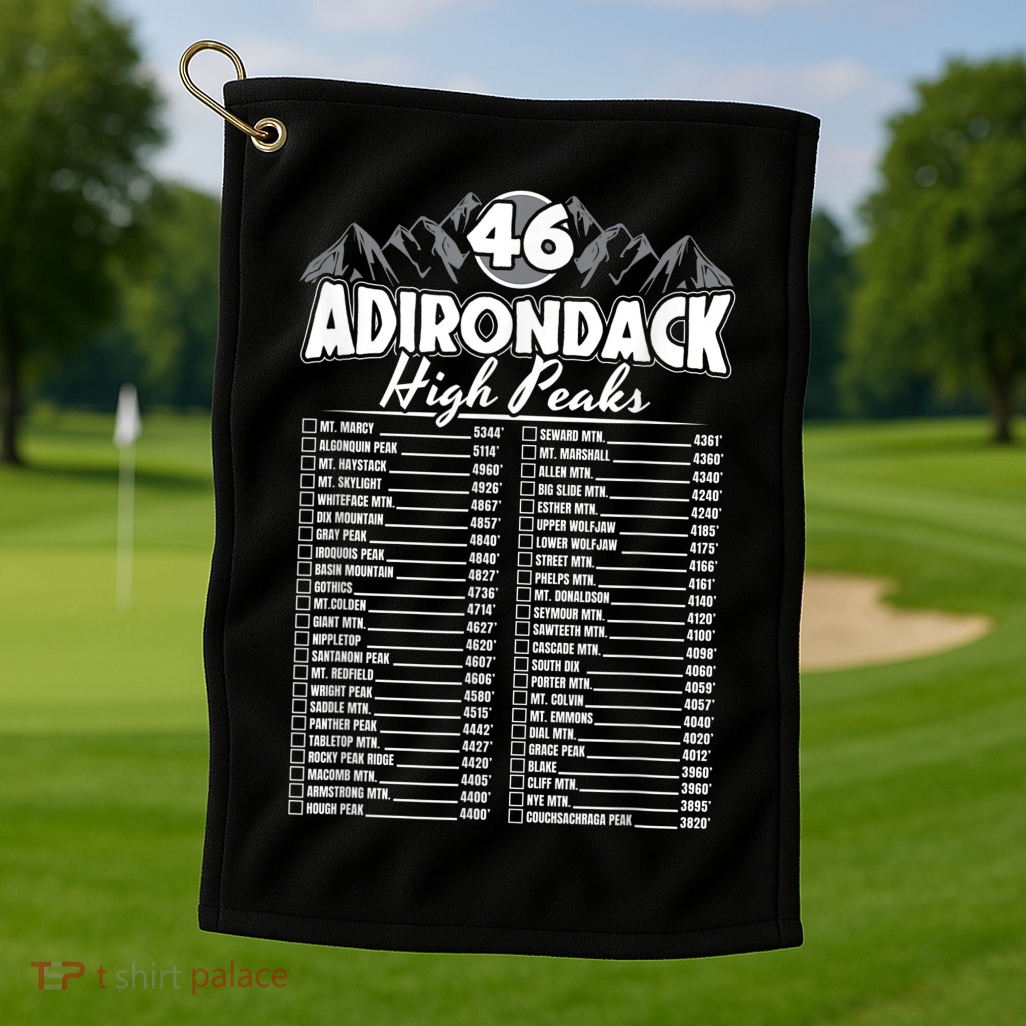 46 Adirondack Mountain Climbing Checklist Golf Towel