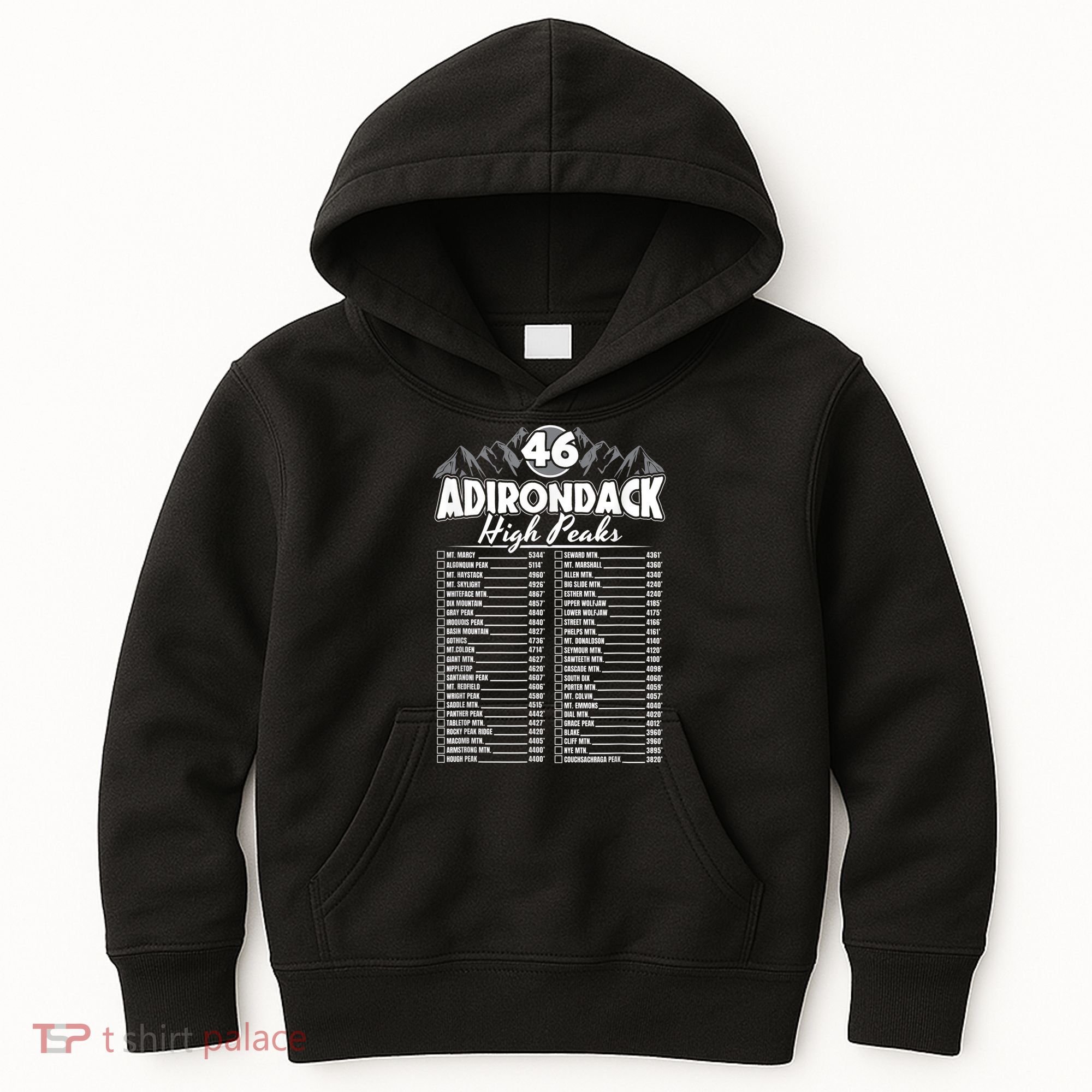 46 Adirondack Mountain Climbing Checklist Kids Hoodie