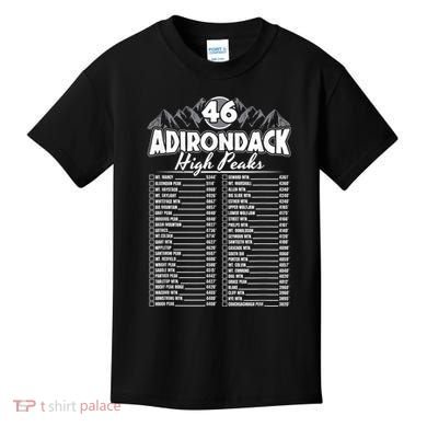 46 Adirondack Mountain Climbing Checklist Kids T-Shirt