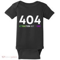 404 Attraction Not Found Funny Aroace Pride Aro Ace LGBTQ Baby Bodysuit thumb 0