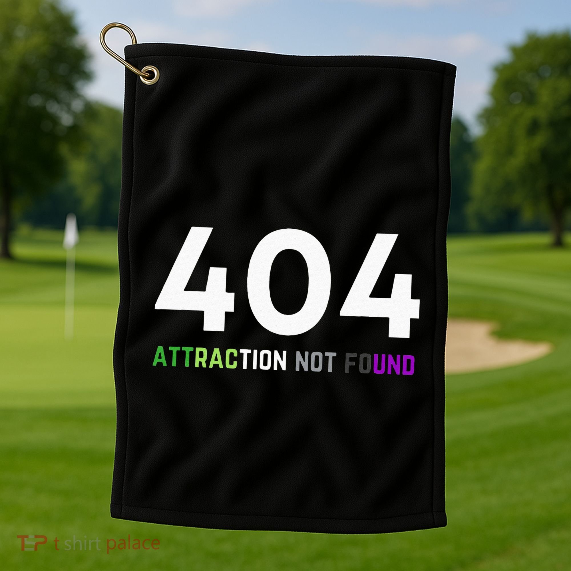 404 Attraction Not Found Funny Aroace Pride Aro Ace LGBTQ Golf Towel