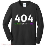 404 Attraction Not Found Funny Aroace Pride Aro Ace LGBTQ Kids Long Sleeve Shirt thumb 0