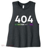 404 Attraction Not Found Funny Aroace Pride Aro Ace LGBTQ Women's Racerback Cropped Tank thumb 0