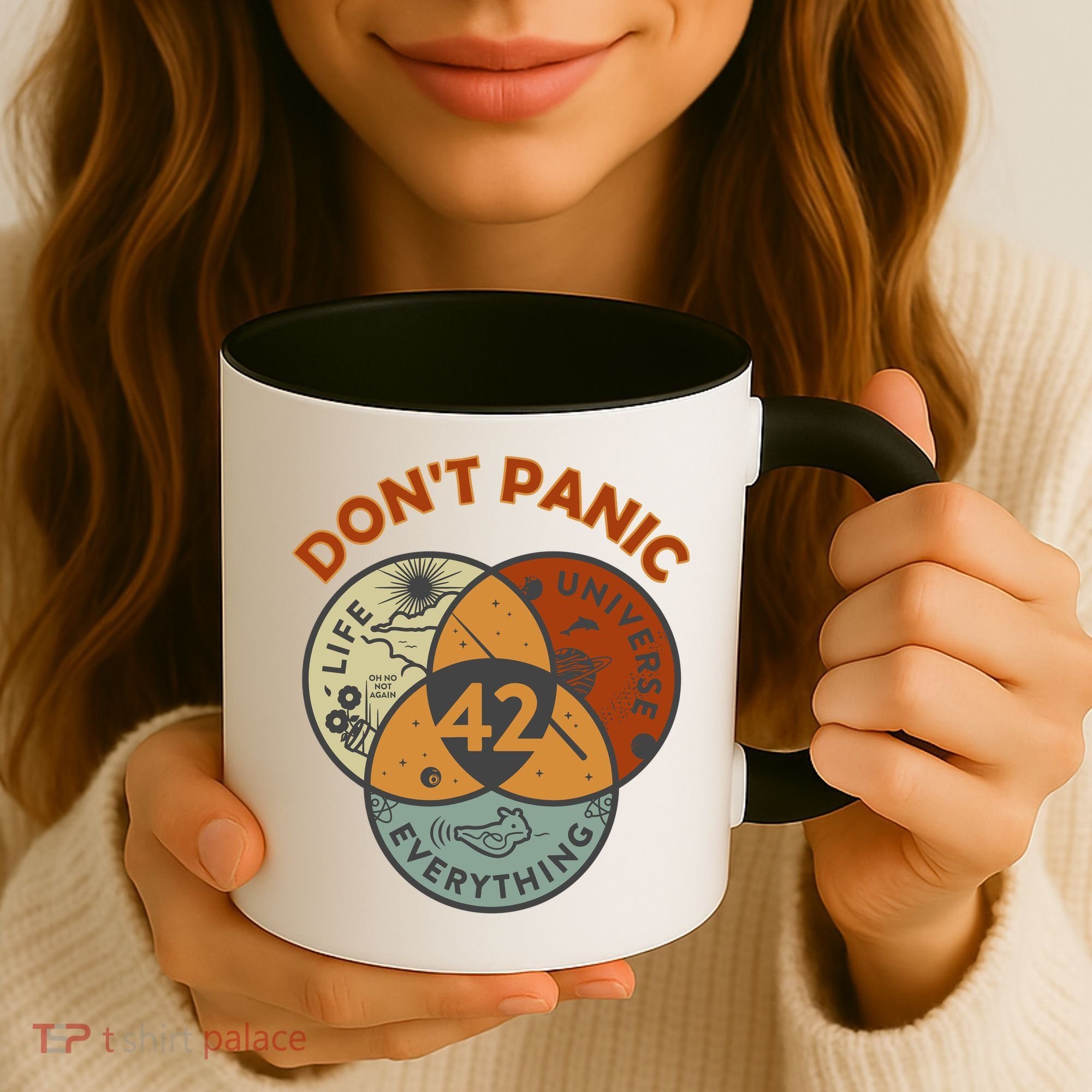 42 Answer To Life The Universe And Everything DonT Panic Coffee Mug