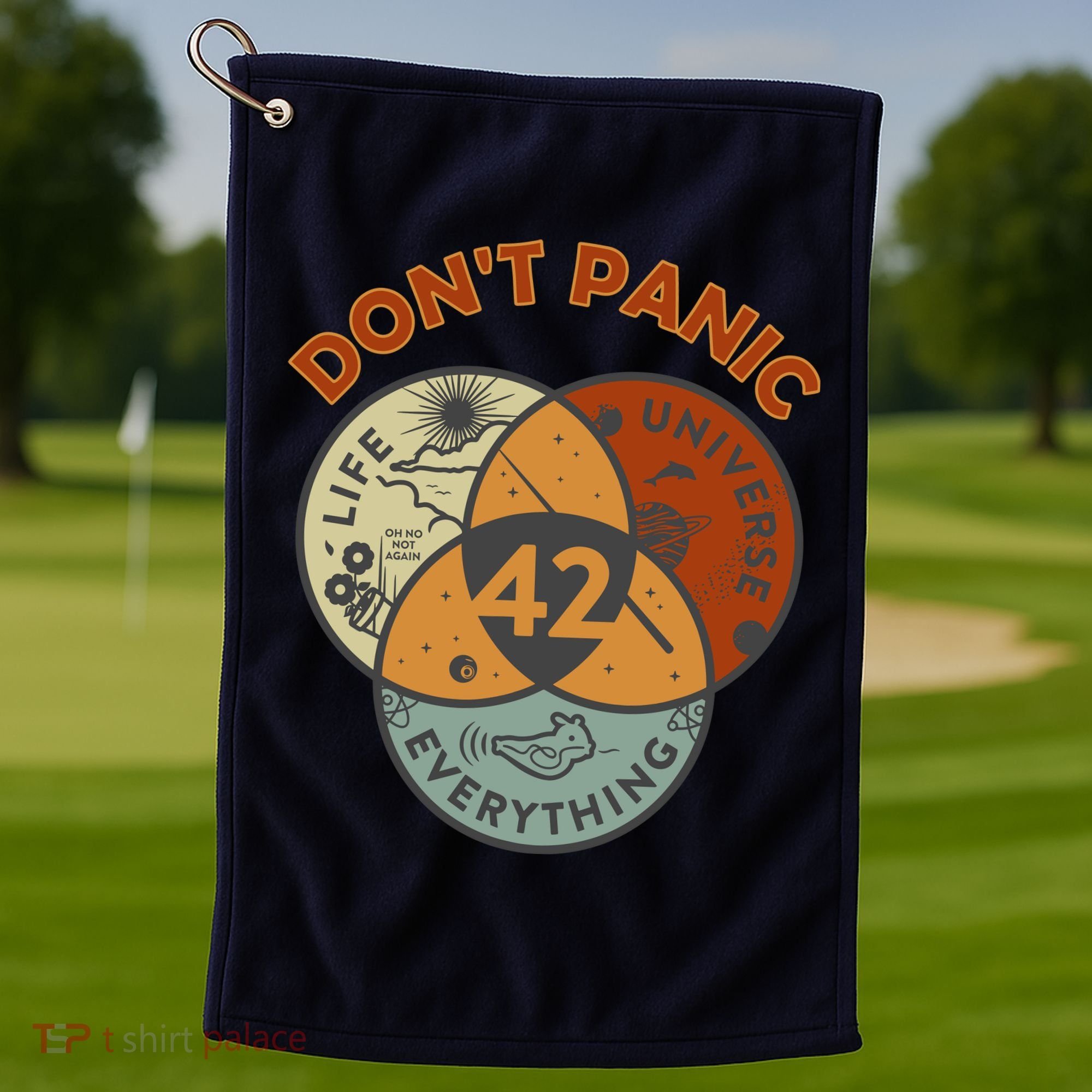 42 Answer To Life The Universe And Everything DonT Panic Golf Towel