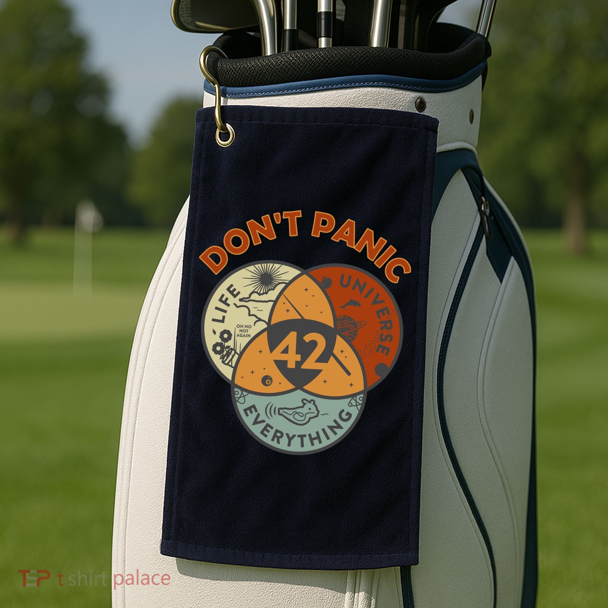 42 Answer To Life The Universe And Everything DonT Panic Golf Towel