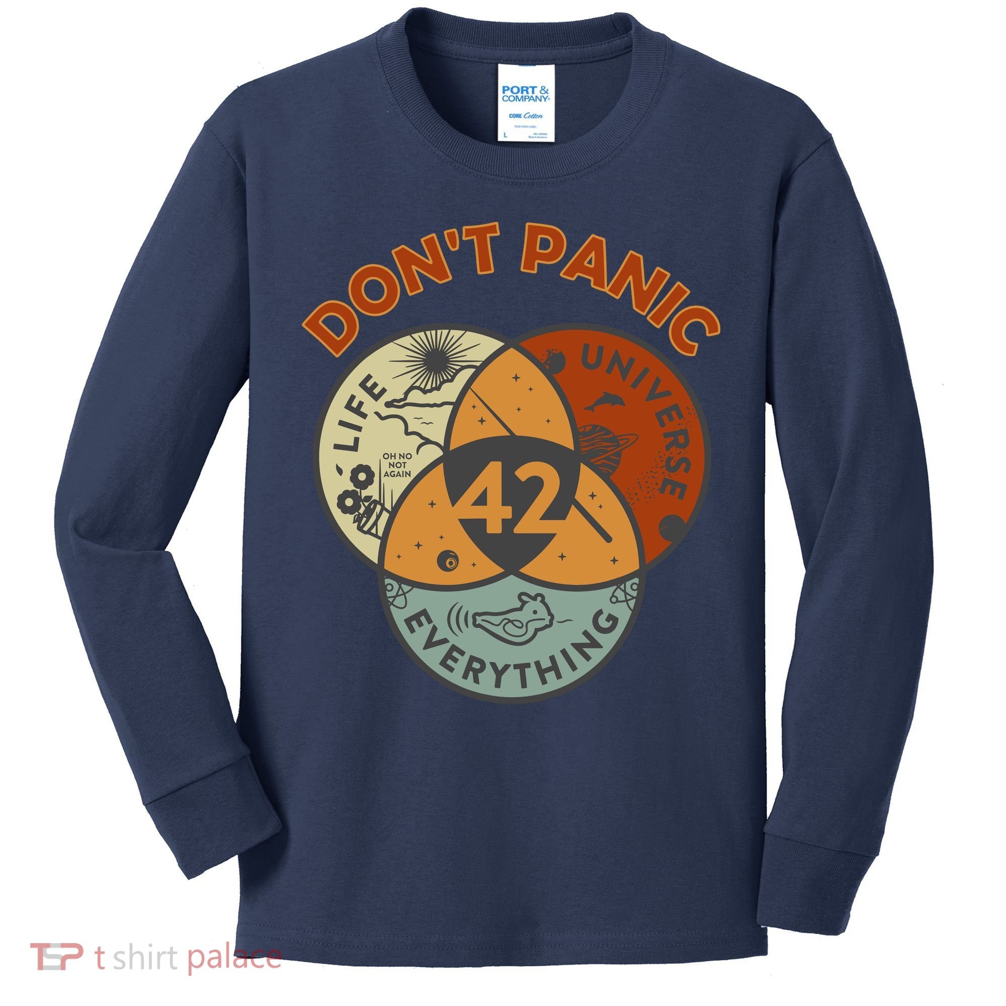 42 Answer To Life The Universe And Everything DonT Panic Kids Long Sleeve Shirt
