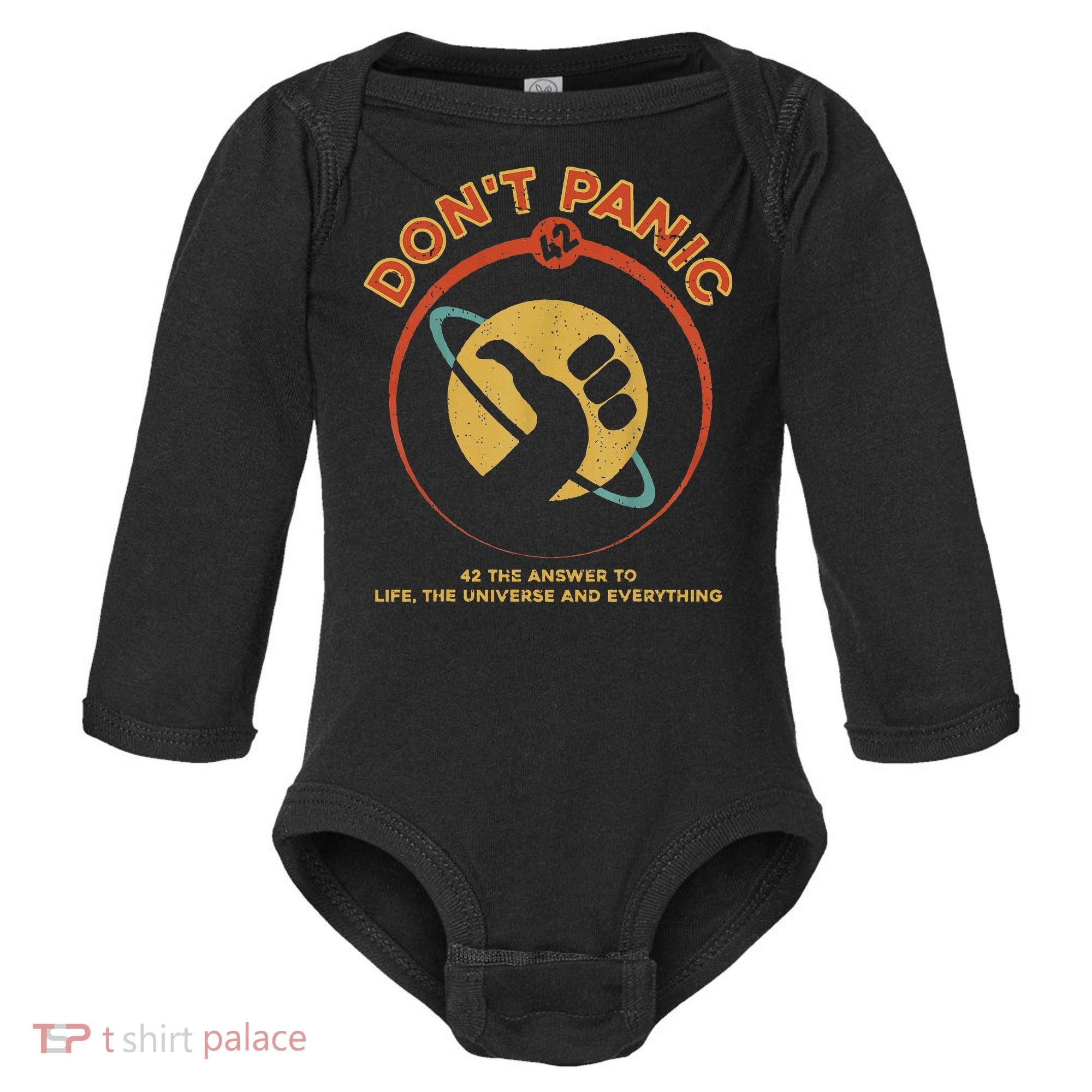 42 Answer To Life The Universe And Everything DonT Panic Baby Long Sleeve Bodysuit