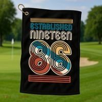 40th Birthday 1986 Established Nineteen 86 Golf Towel thumb 1
