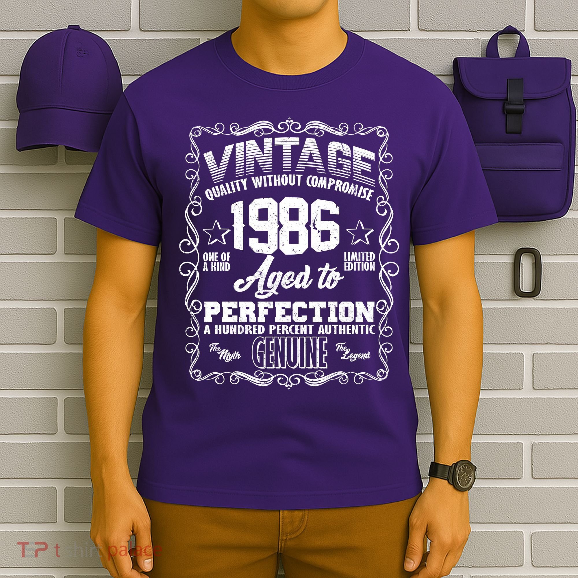 40th Birthday 1986 Vintage Quality Without Compromise Aged To Perfection Genuine T-Shirt