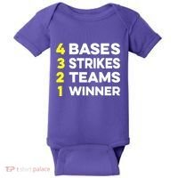 4 Bases 3 Strikes 2 Teams 1 Winner Baby Bodysuit thumb 0