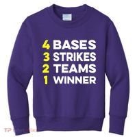 4 Bases 3 Strikes 2 Teams 1 Winner Kids Sweatshirt thumb 0
