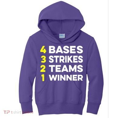 4 Bases 3 Strikes 2 Teams 1 Winner Kids Hoodie