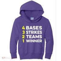 4 Bases 3 Strikes 2 Teams 1 Winner Kids Hoodie thumb 0