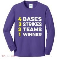 4 Bases 3 Strikes 2 Teams 1 Winner Kids Long Sleeve Shirt thumb 0