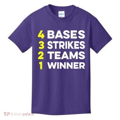 4 Bases 3 Strikes 2 Teams 1 Winner Kids T-Shirt