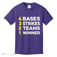 4 Bases 3 Strikes 2 Teams 1 Winner Kids T-Shirt thumb 0