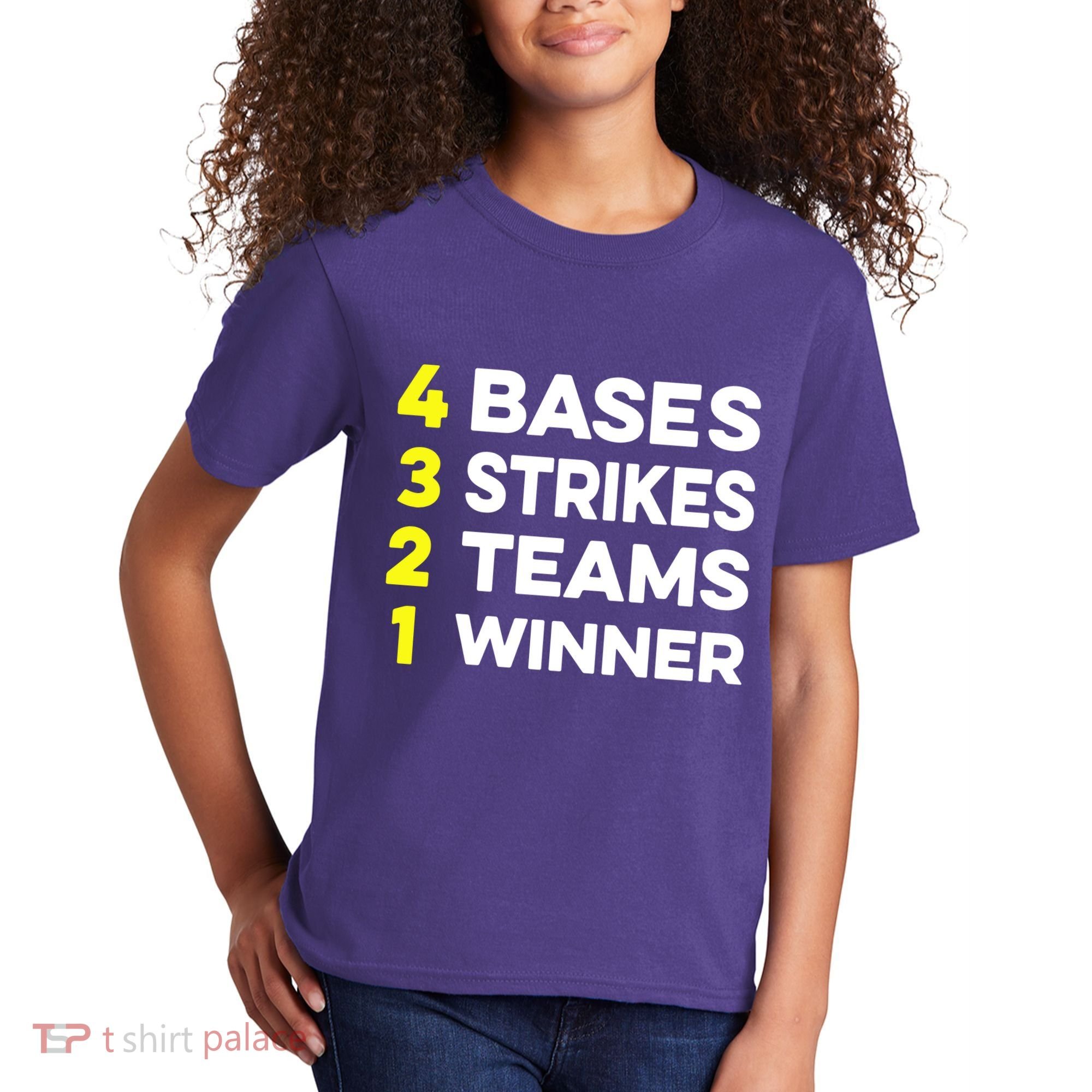 4 Bases 3 Strikes 2 Teams 1 Winner Kids T-Shirt