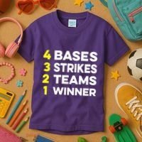 4 Bases 3 Strikes 2 Teams 1 Winner Kids T-Shirt thumb 3