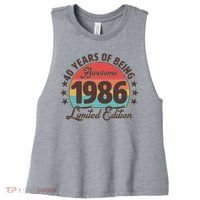 40th Birthday 40 Years Of Being Awesome 1986 Limited Edition Women's Racerback Cropped Tank thumb 0