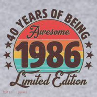 40th Birthday 40 Years Of Being Awesome 1986 Limited Edition Women's Racerback Cropped Tank thumb 2