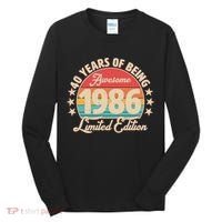40th Birthday 40 Years Of Being Awesome 1986 Limited Edition Tall Long Sleeve Shirt thumb 0