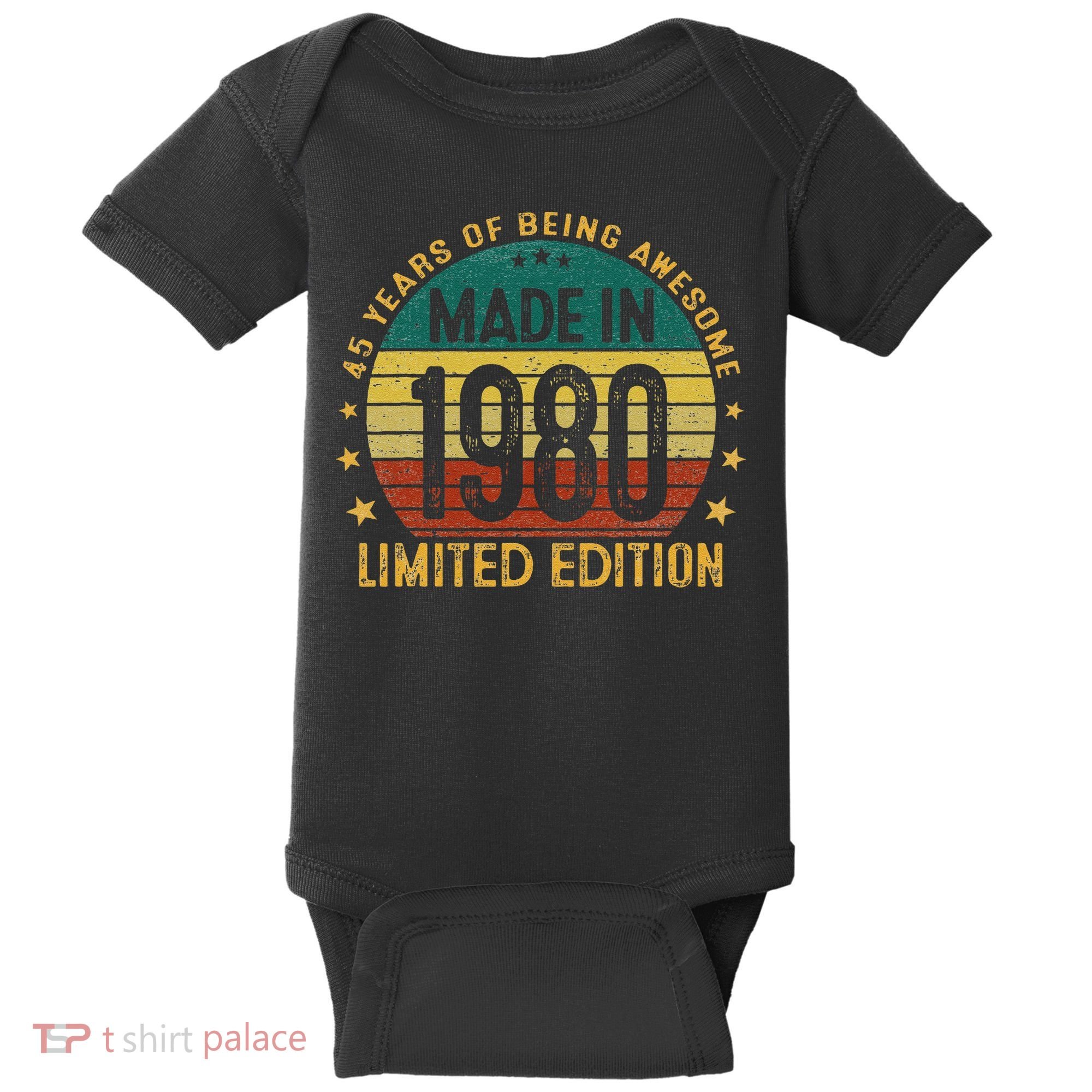 45th Birthday 45 Year Old Gifts Made In 1980 Limited Edition Baby Bodysuit