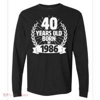40th Birthday 40 Years Old Born In 1986 Wreath Banner  Comfort Colors Heavyweight Long Sleeve T-Shirt thumb 0