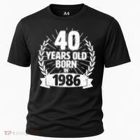 40th Birthday 40 Years Old Born In 1986 Wreath Banner  Cooling Performance Crew T-Shirt thumb 0