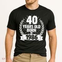 40th Birthday 40 Years Old Born In 1986 Wreath Banner  Cooling Performance Crew T-Shirt thumb 2