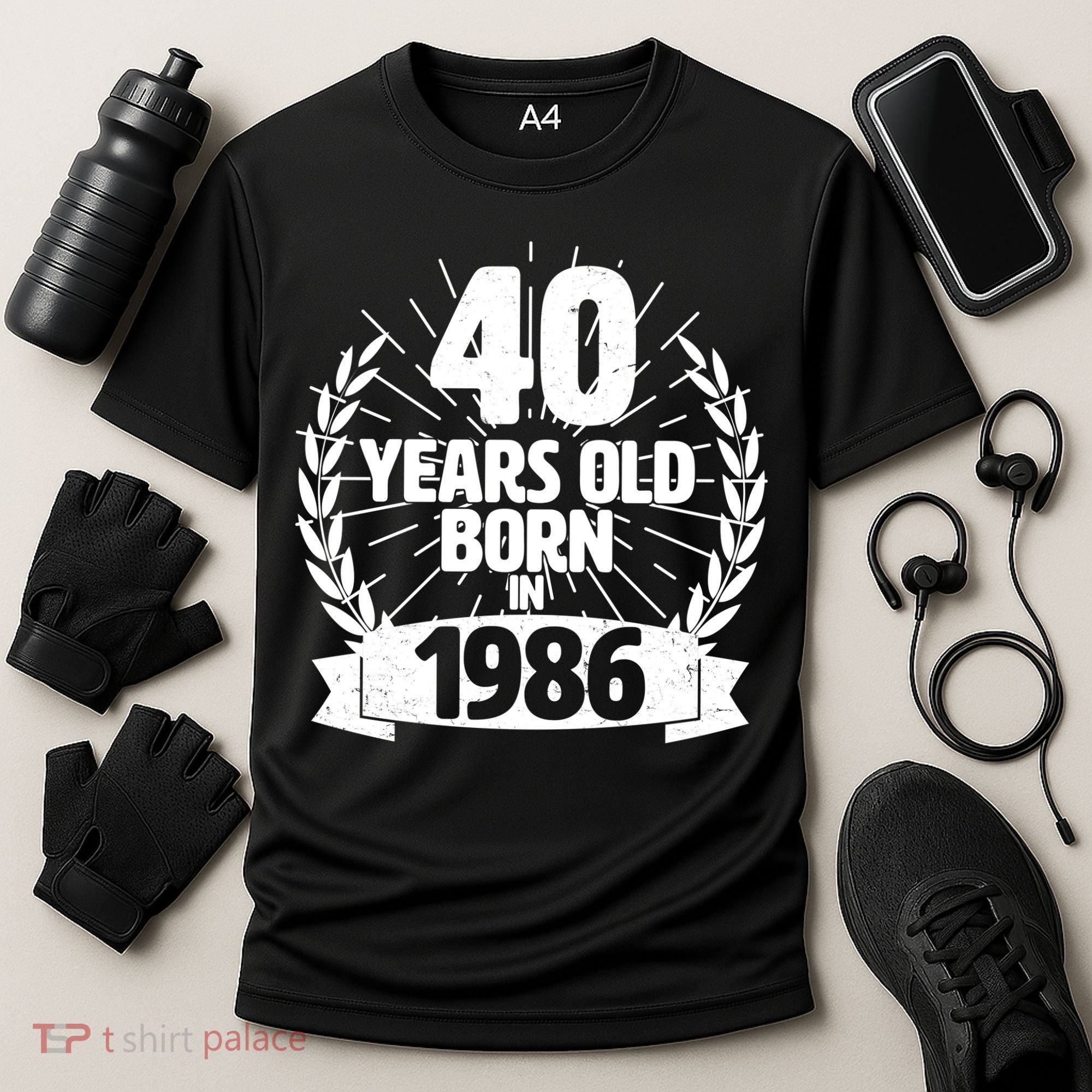 40th Birthday 40 Years Old Born In 1986 Wreath Banner  Cooling Performance Crew T-Shirt