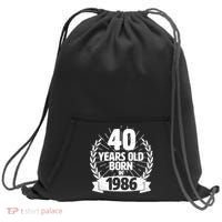 40th Birthday 40 Years Old Born In 1986 Wreath Banner  Sweatshirt Cinch Pack Bag thumb 0