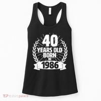 40th Birthday 40 Years Old Born In 1986 Wreath Banner  Women's Tank Top thumb 0