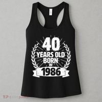 40th Birthday 40 Years Old Born In 1986 Wreath Banner  Women's Tank Top thumb 3
