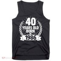 40th Birthday 40 Years Old Born In 1986 Wreath Banner  Tank Top thumb 0